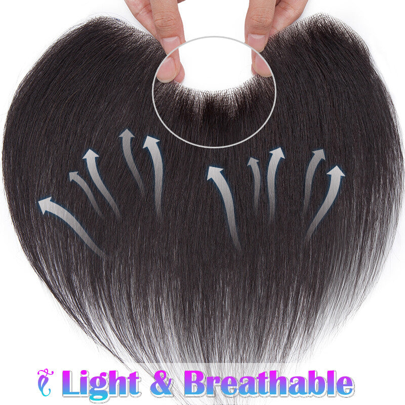 Mens Human Hair Toupee Hair Replacement System with PU Skin Base