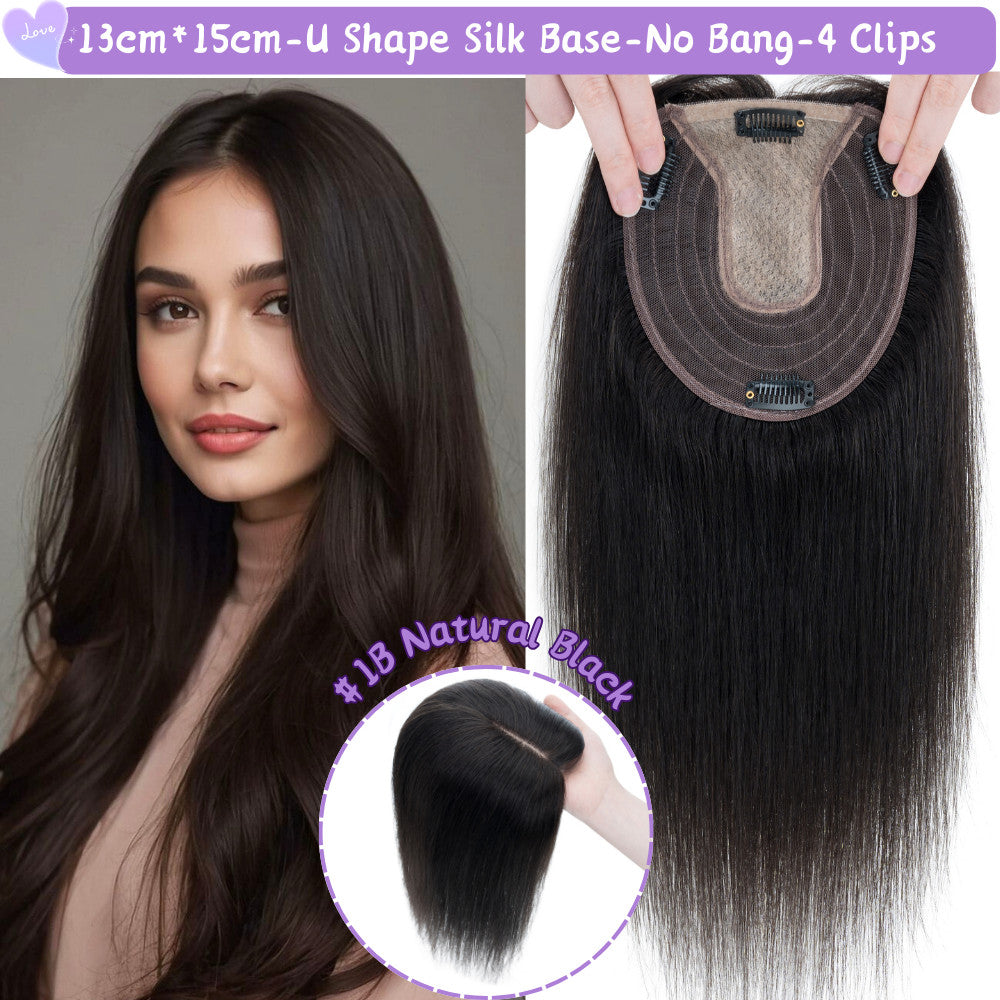 Clip-In Hair Topper for Women - Natural Remy Human Hair Wiglet with Lace/Silk Base