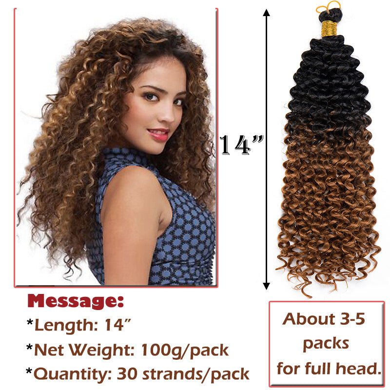 Kinky Curly Braids Afro Crochet Water Weaving Hair Extensions - Multiple Colors & Lengths