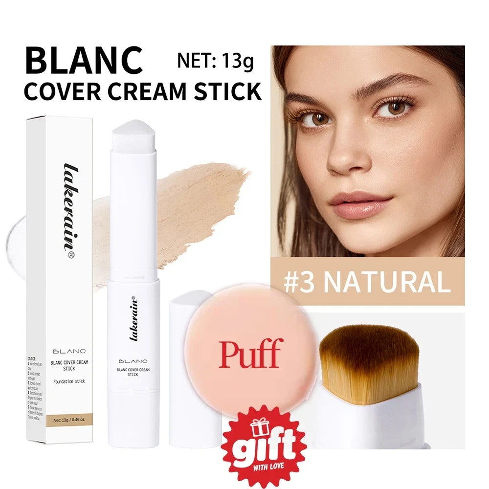 Color-Changing Foundation Stick with Brush, Full Coverage, Hydrating Skin Care