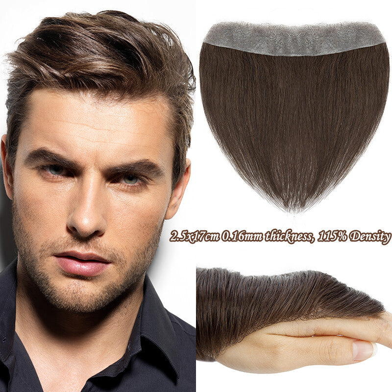 Men's Receding Hairline PU Hairpiece with Human Hair Toupee – Natural Look & Adjustable Fit