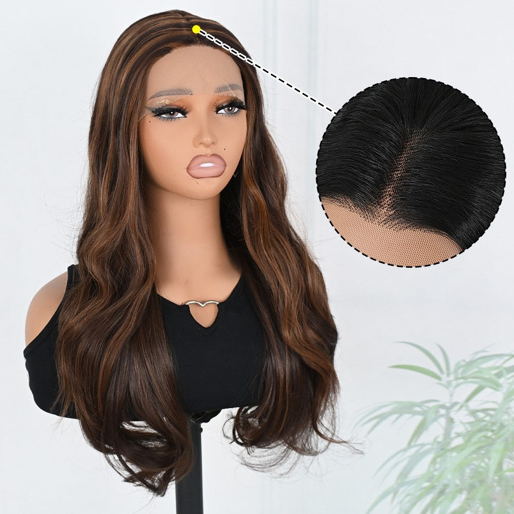 Glueless Lace Front Wigs for Women Long Body Wave Ombre Color Pre Plucked Synthetic Hair