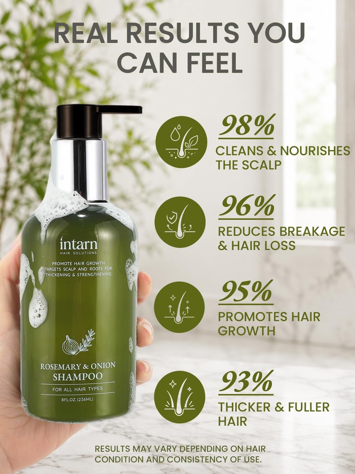 Hair Growth Shampoo for Thinning Hair with Rosemary & Onion - Nourishing 8 Fl Oz