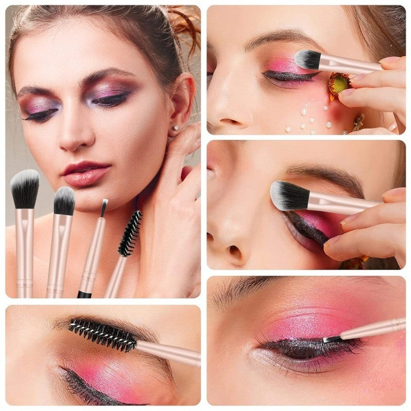 14-Piece Professional Makeup Brush Set - Synthetic Face & Eye Brushes