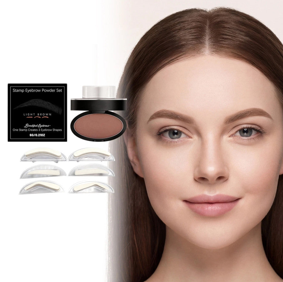 Eyebrow Stamp Kit with 3 Shapes and 3 Shades - Waterproof Brow Makeup