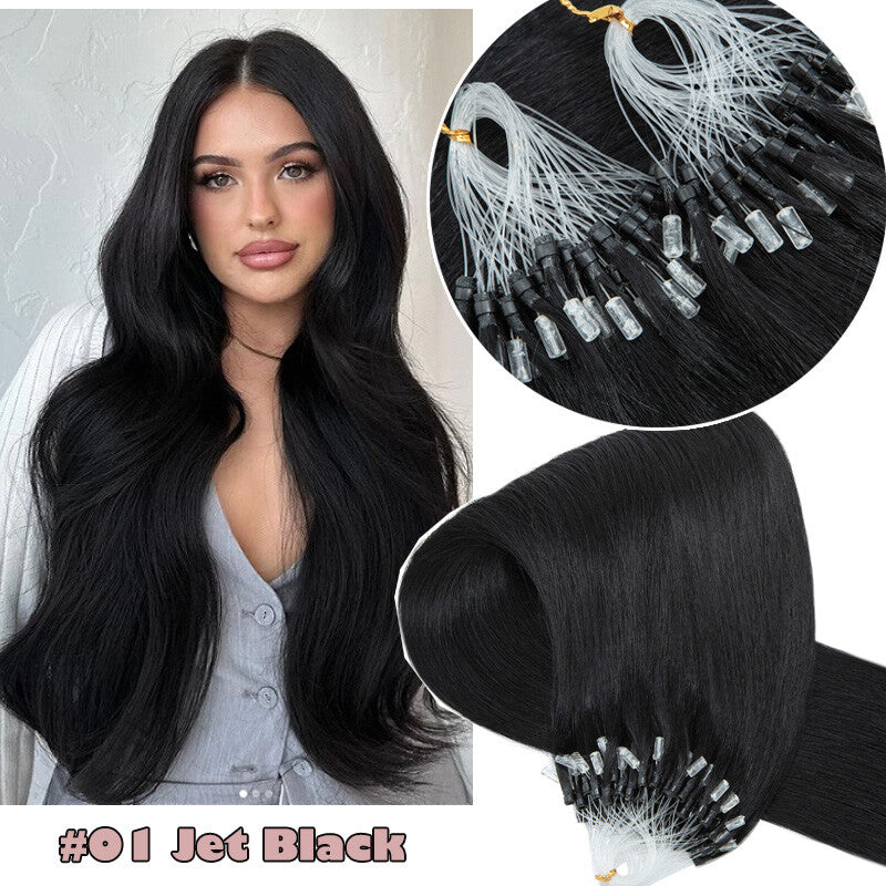 Human Hair Extensions Micro Loop Rings Full Head Set 16-22 Inch Multiple Colors & Weights
