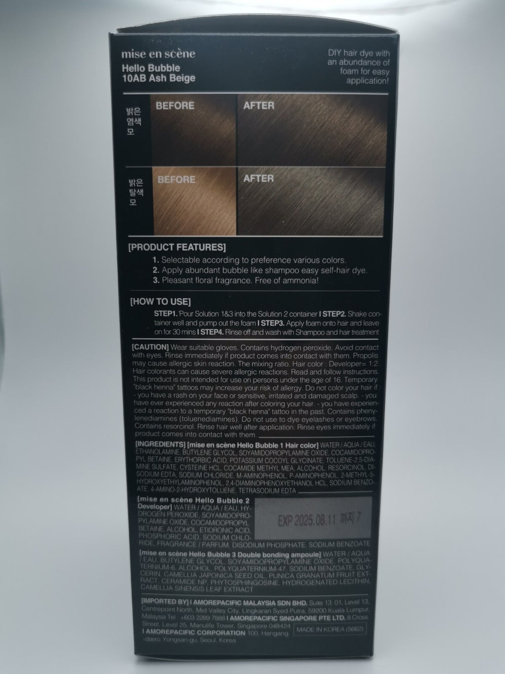Ash Beige Hair Dye Kit with Bubble Foam - Korean Hair Color for Blonde & Brunette