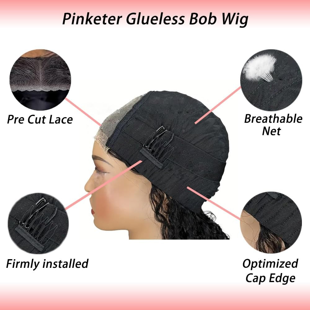 Human Hair Bob Wig 4x4 Glueless Deep Wave 8 Inch for Black Women