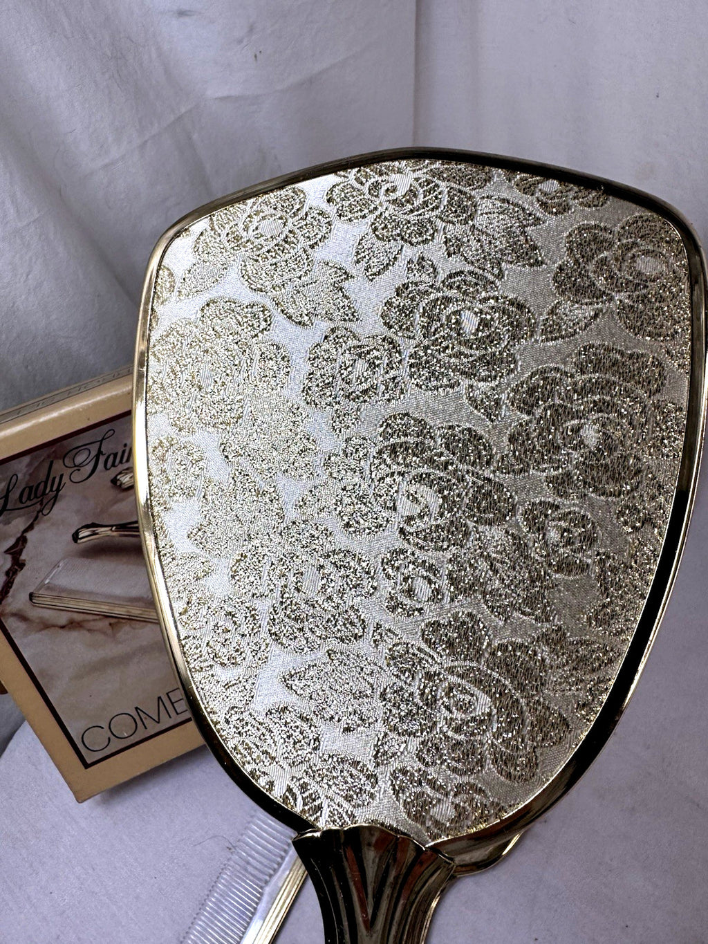 Vintage Brass Dresser Set with Mirror, Comb & Brush - Lady Fair