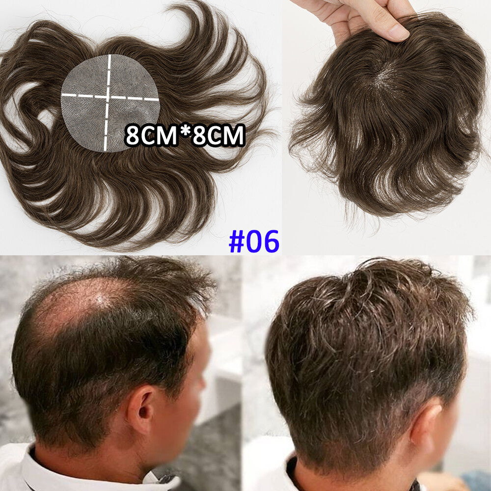 Men's Hair Patch Toupee for Bald Spot Full Skin Base Natural Remy Human Hair