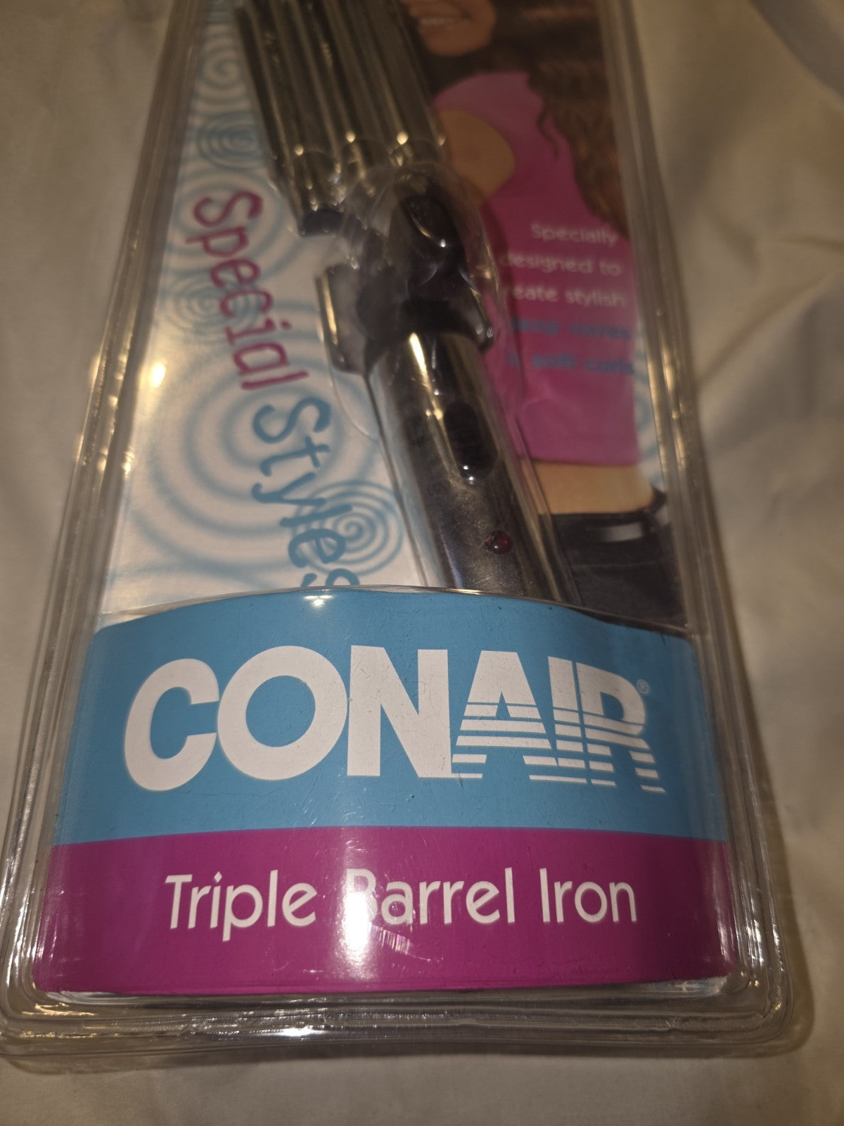 Vintage NOS Conair Triple Barrel Hair Iron Model SB3CS - 2002