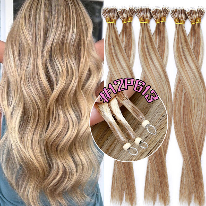 150g Human Hair Extensions with Nano Rings - Thick Ombre Micro Loop Beads