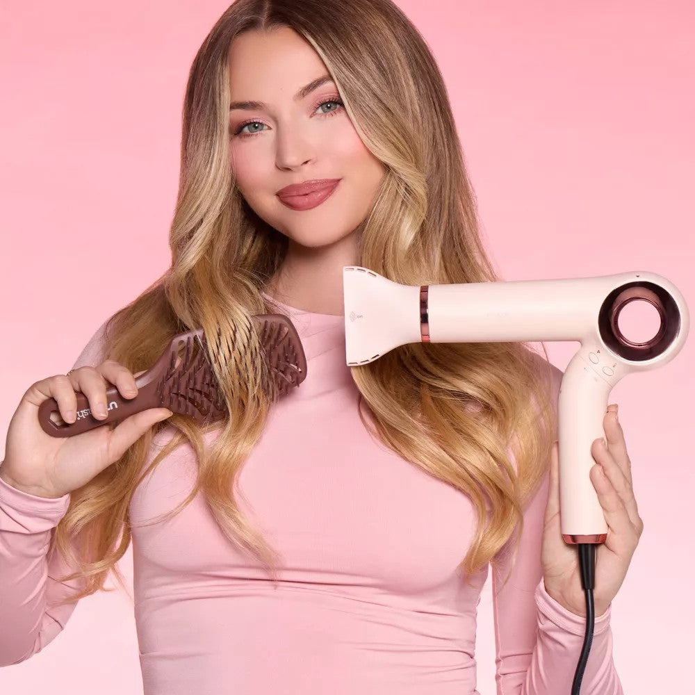 Pink Hair Dryer with BLDC Motor, Foldable & Fast Drying - 1600W