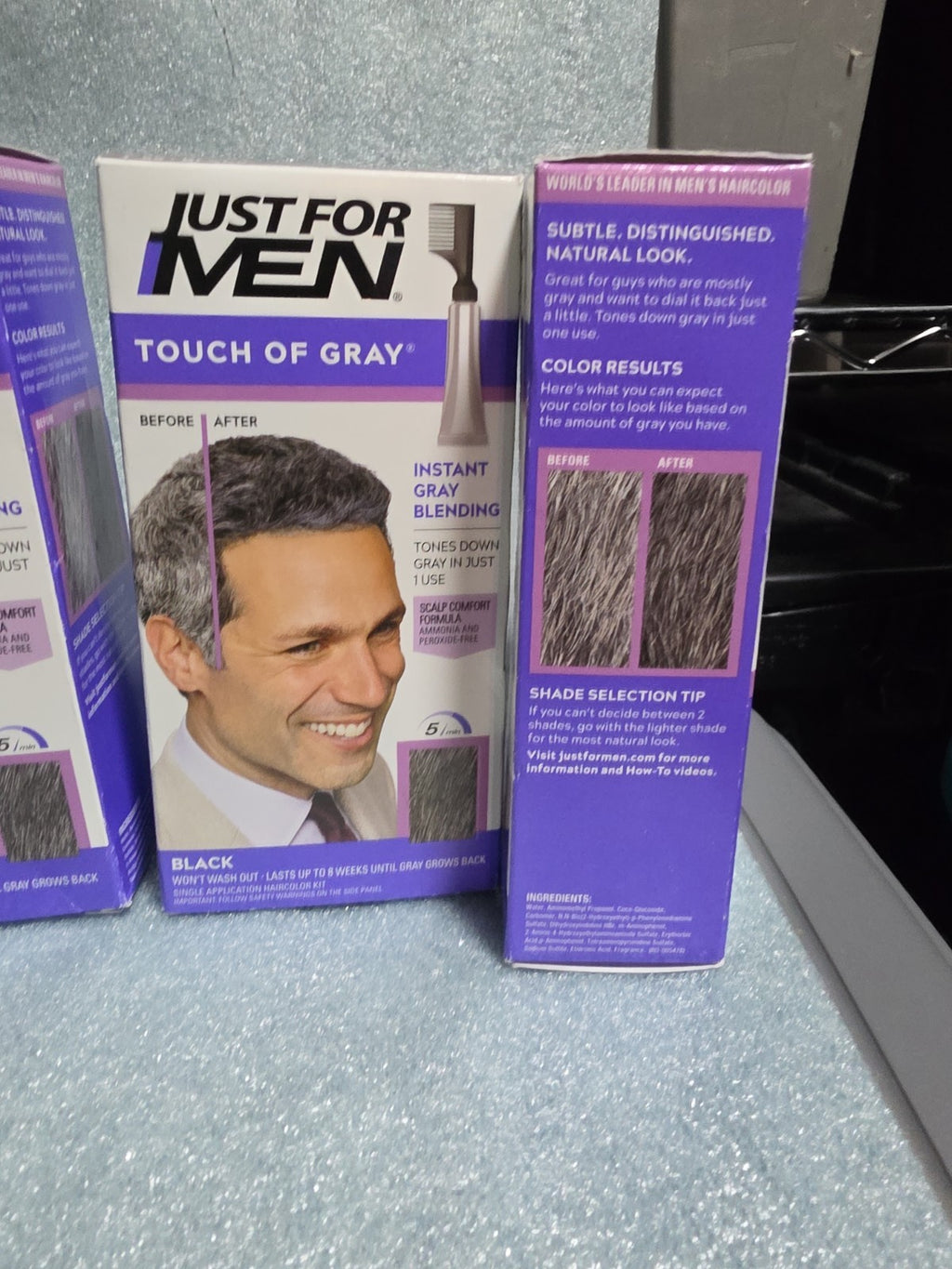 Hair Color Kit 4 Pack Touch of Gray Black T-55 for Men - Easy Hair Coloring