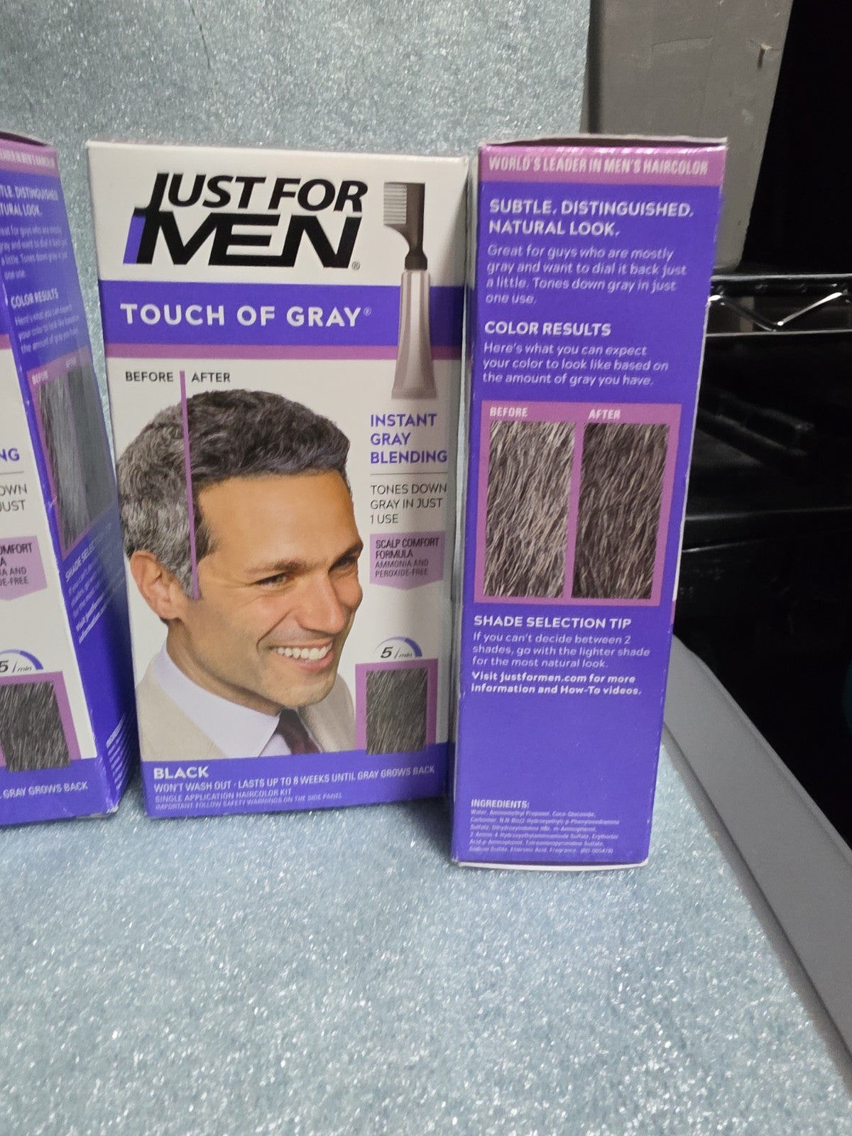 Hair Color Kit 4 Pack Touch of Gray Black T-55 for Men - Easy Hair Coloring
