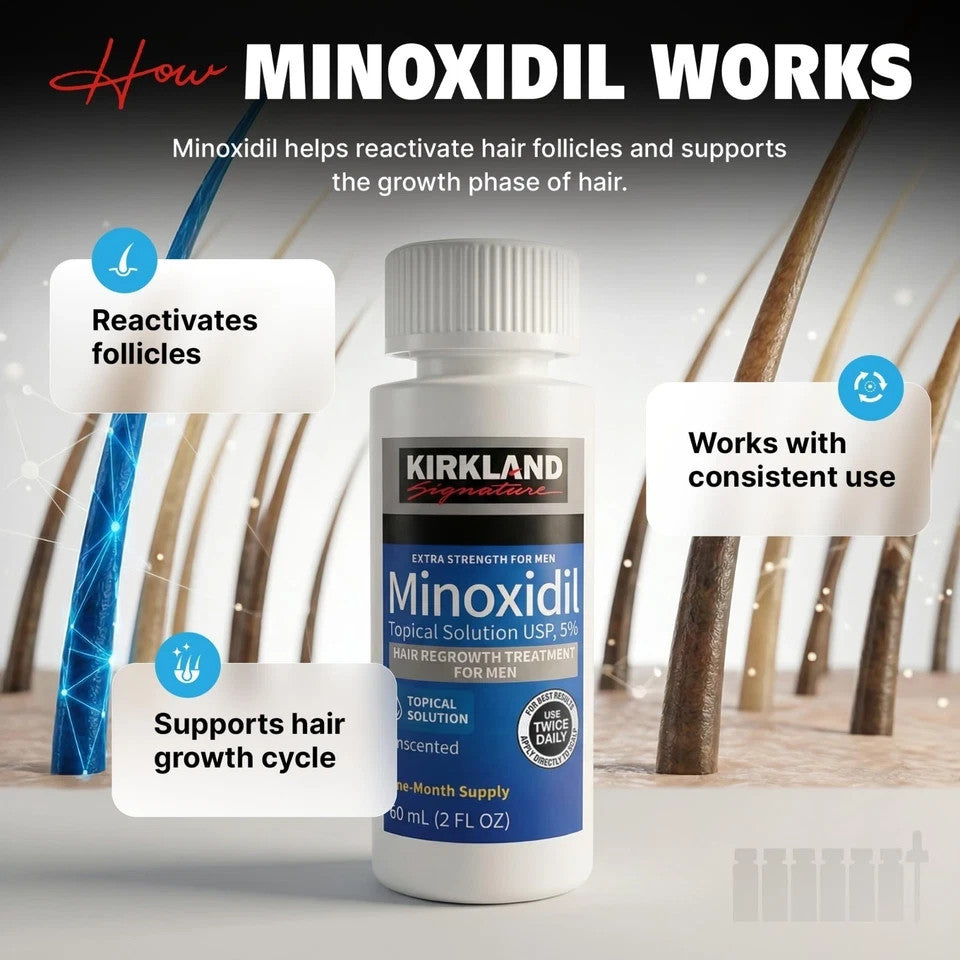 Men's Hair Regrowth Solution 5% Minoxidil - 6 Month Supply for Thinning Hair