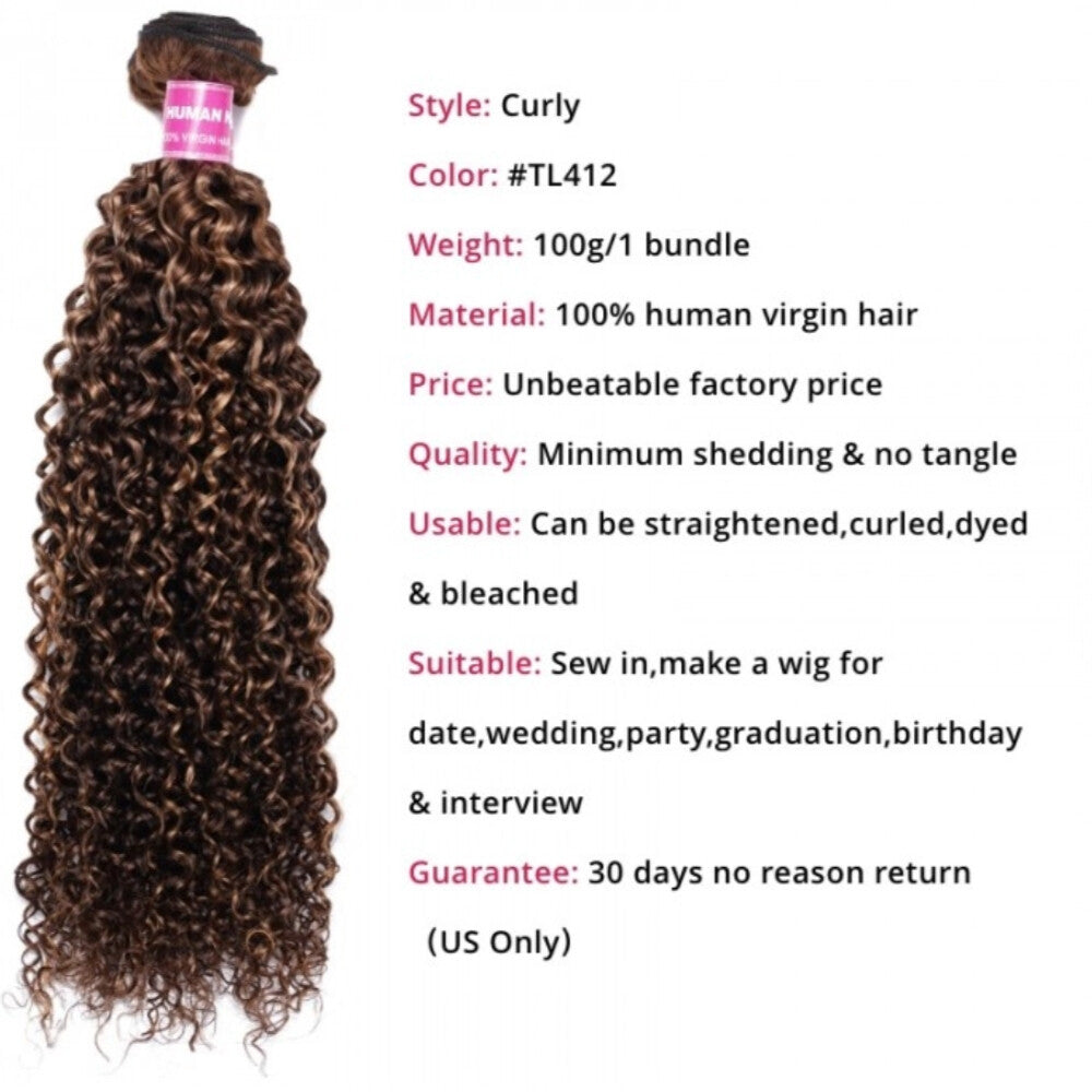 Indian Ombre Highlight Human Hair Extensions Bundles - Curly Blonde Weaves