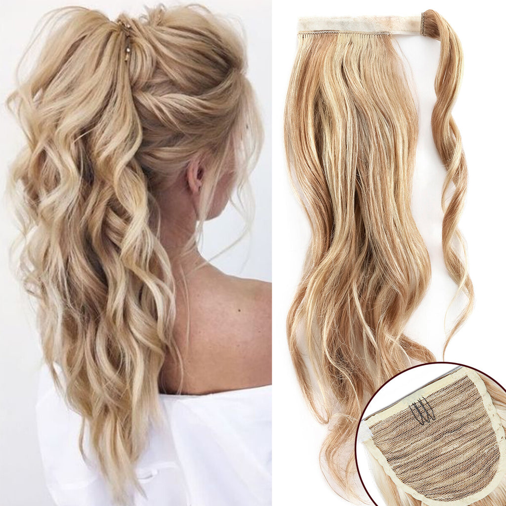 Claw Clip Ponytail Extensions - Real Human Hair, Wavy, Multiple Colors & Lengths
