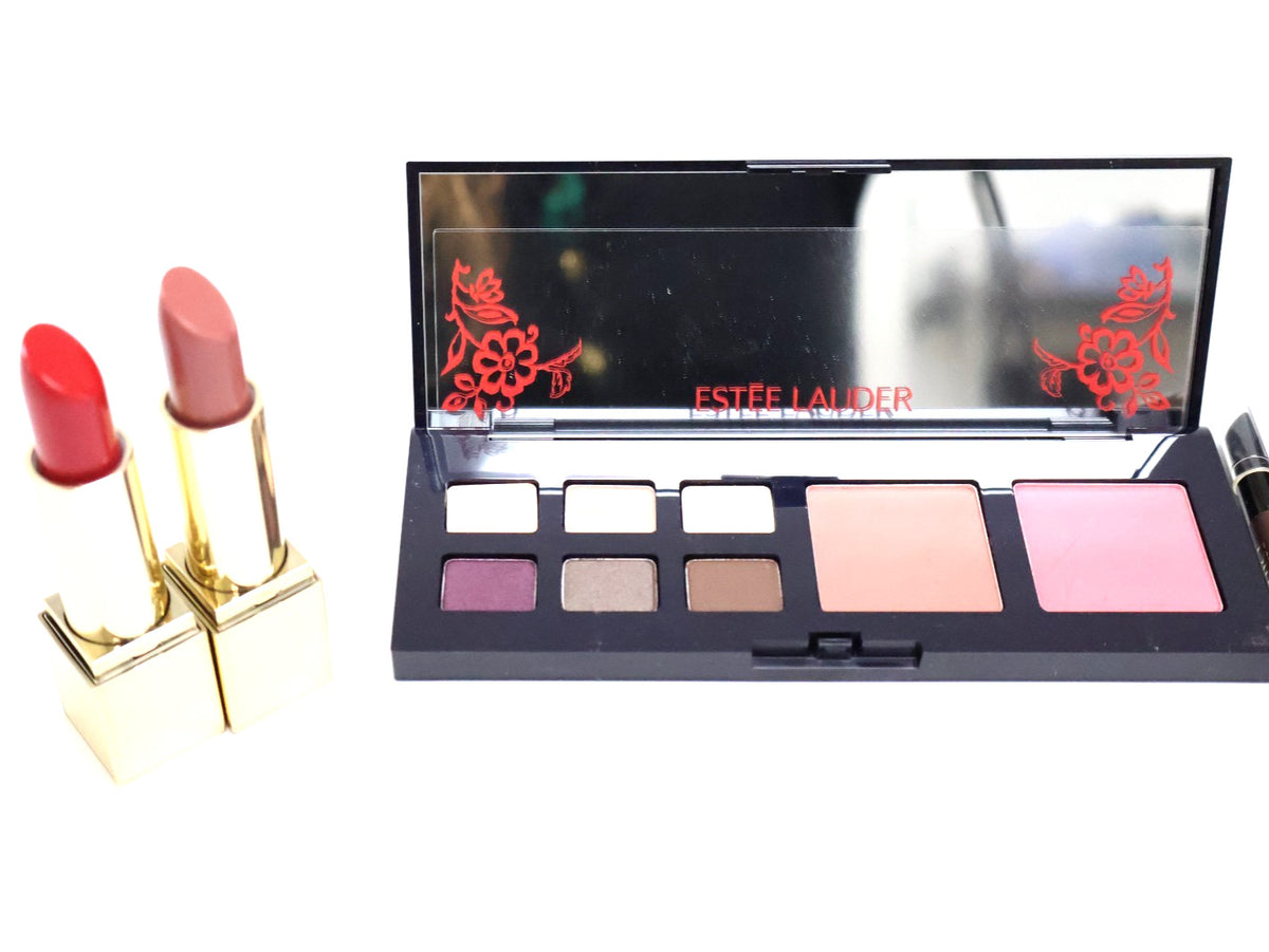 Estee Lauder 7-Piece Makeup Gift Set with Lipsticks, Eye Palette & Skincare