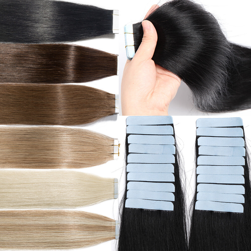 Skinweft Tape-In Remy Human Hair Extensions Full Head Blonde Balayage - Thick & Natural