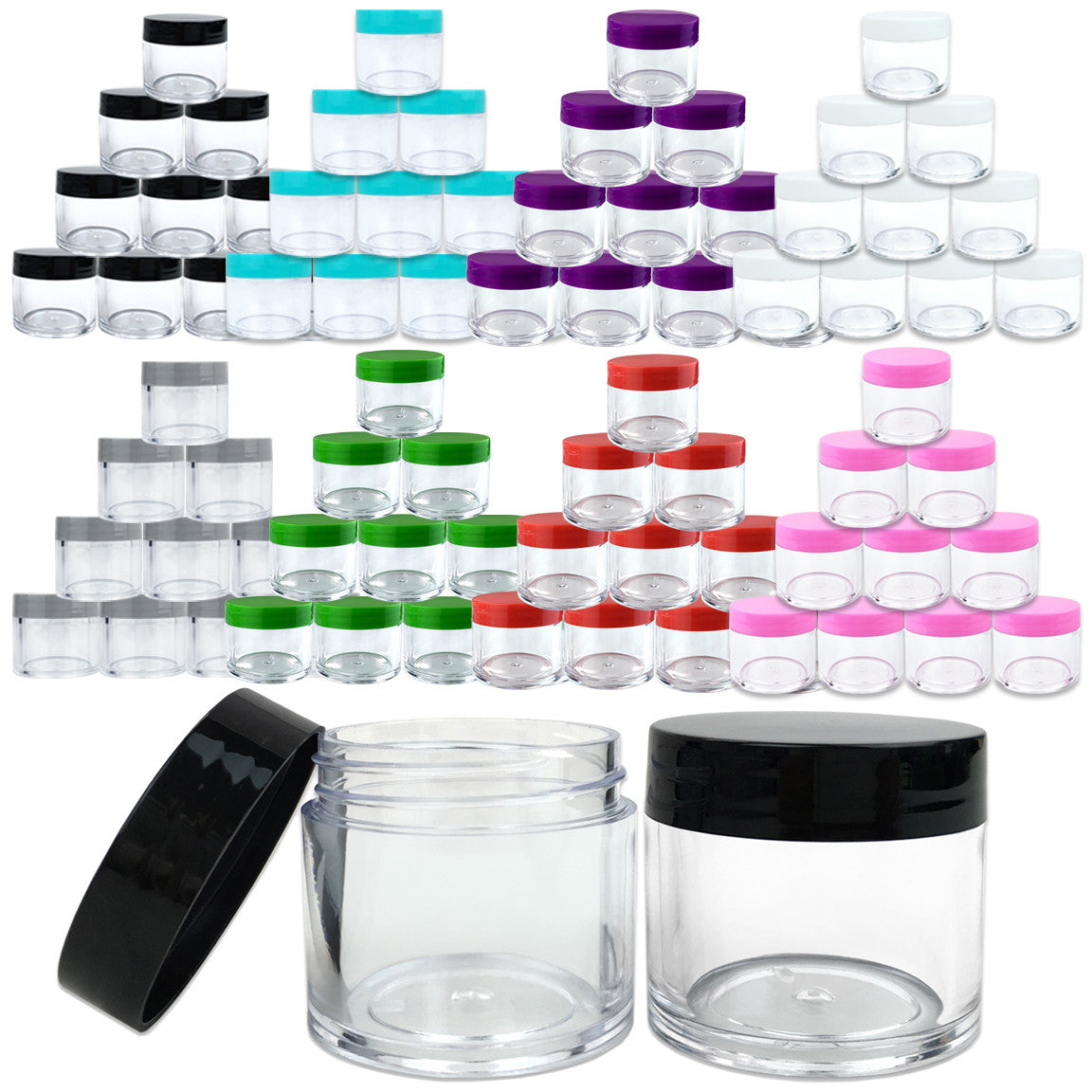 12 Pack 1oz Acrylic Plastic Jars BPA Free Sample Containers for Cosmetics & Food