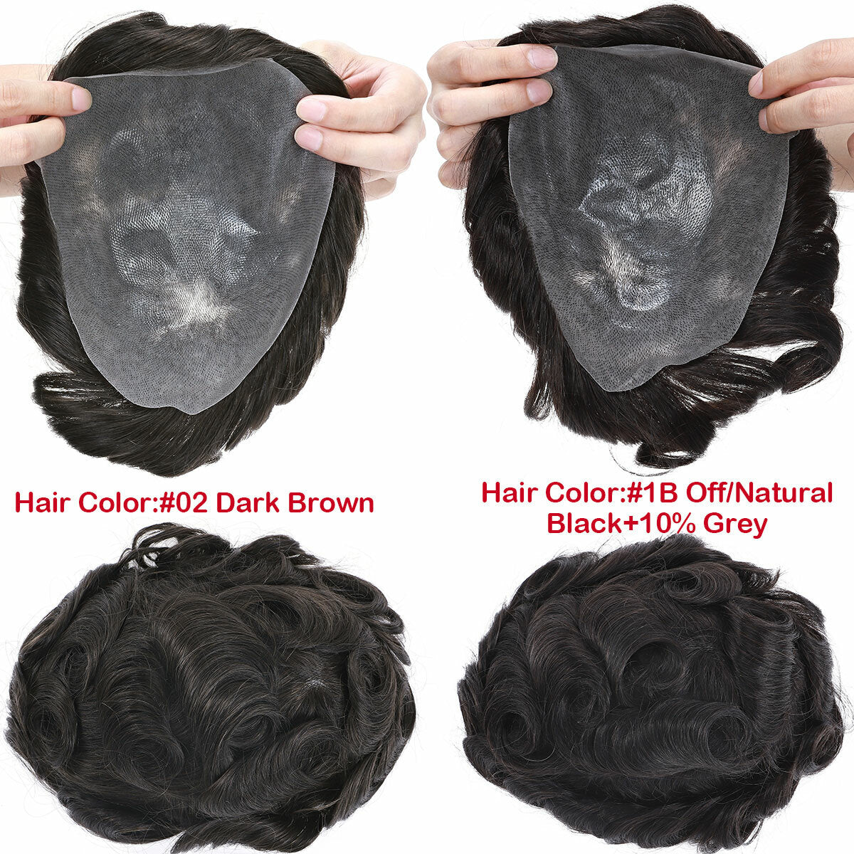 Men's Human Hair Toupee Wig Replacement System - Natural Look & Comfortable Fit