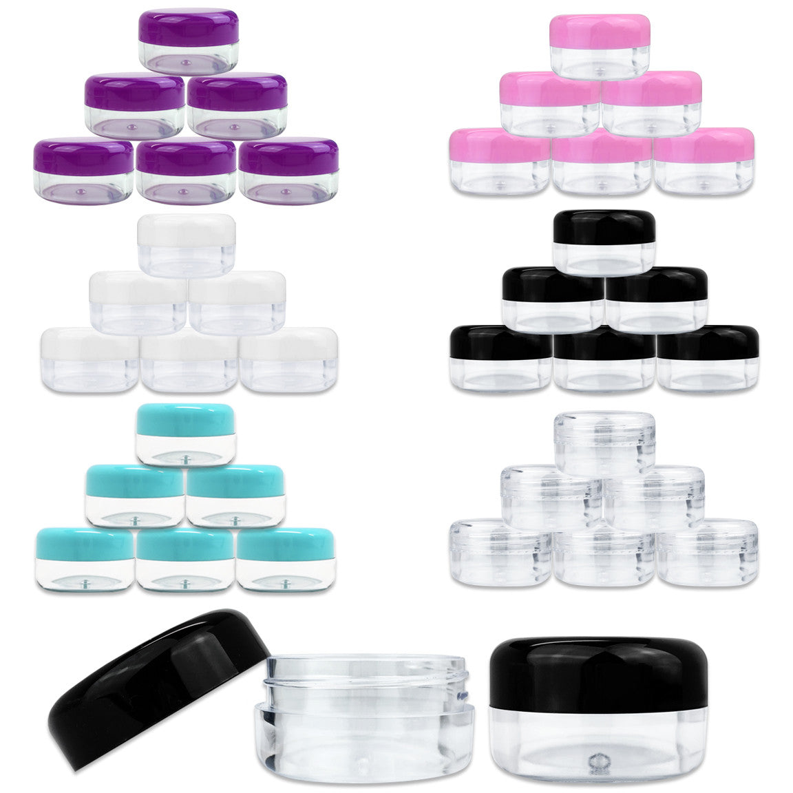 6 Pack 15ml Acrylic Plastic Sample Jars BPA Free for Cosmetics & Food Storage