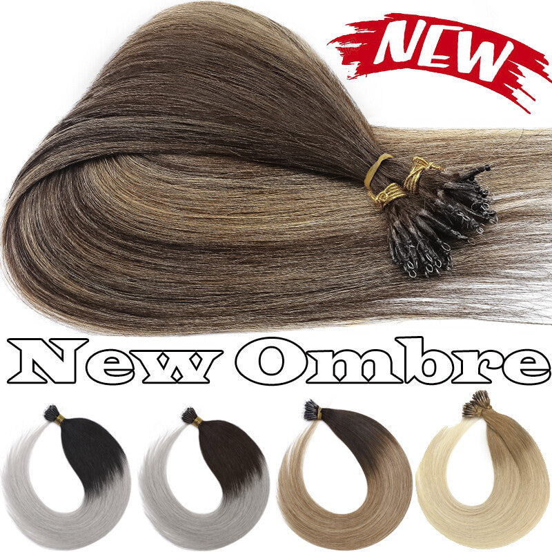 Remy Human Hair Extensions Nano Ring Bead Set - Multiple Lengths & Colors