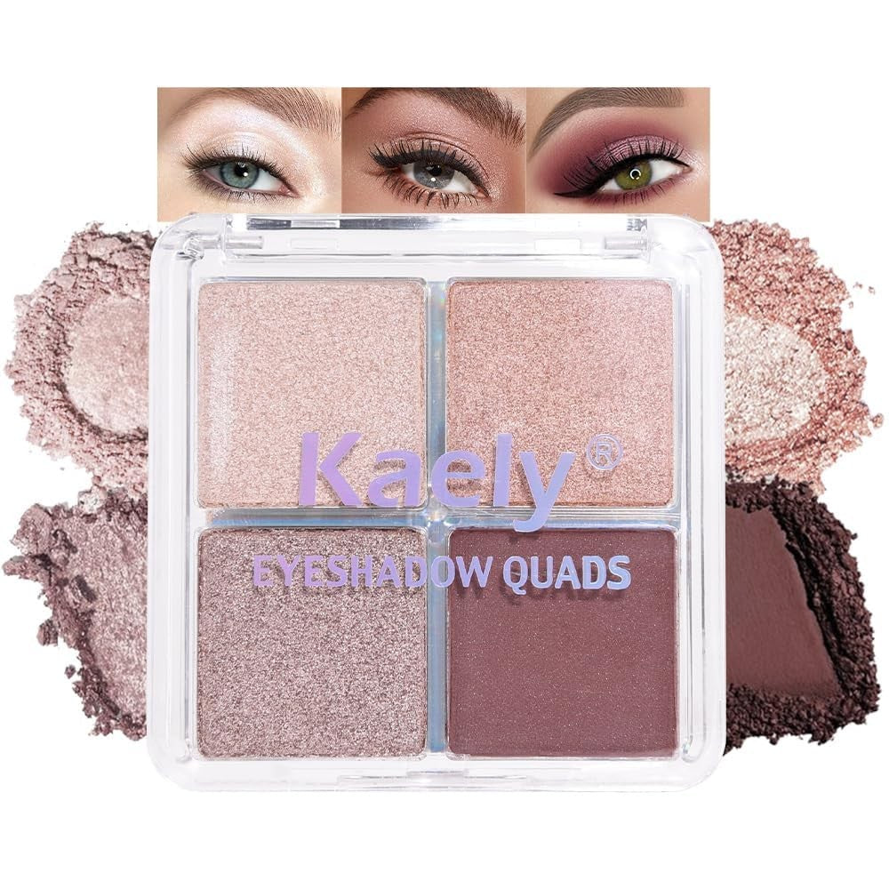 Matte Eyeshadow Quad Palette for Mature Skin - Waterproof Natural Brown