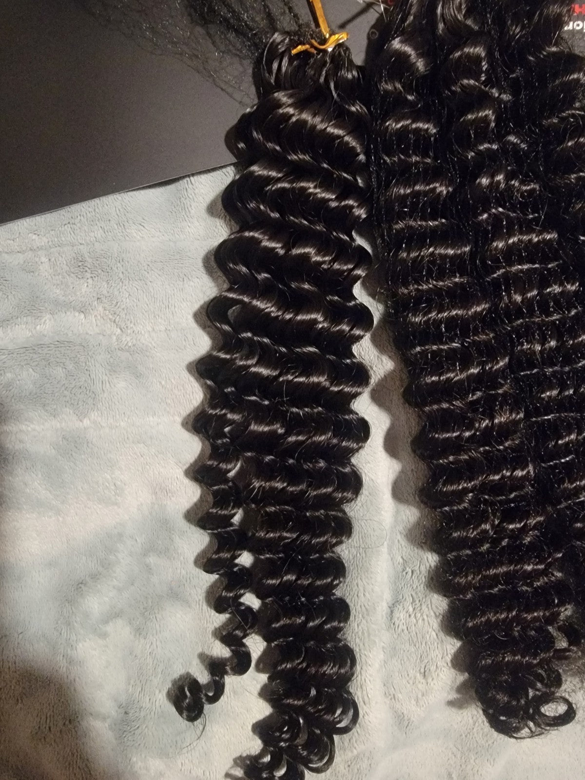 Deep Wave Crochet Hair Extensions 20 Inch Pre-Separated Human Hair - Natural Color