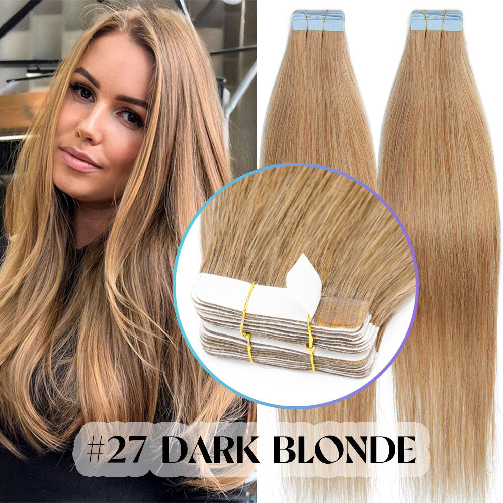 Russian Straight Tape-In Hair Extensions - Thick Remy Human Hair, 150g, All Colors & Lengths