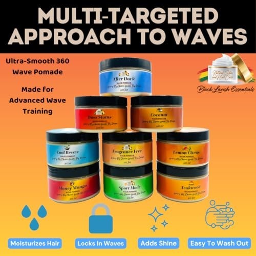Strong Hold 8oz Coconut Hair Pomade for 360 Waves - Non-Greasy Styling Cream
