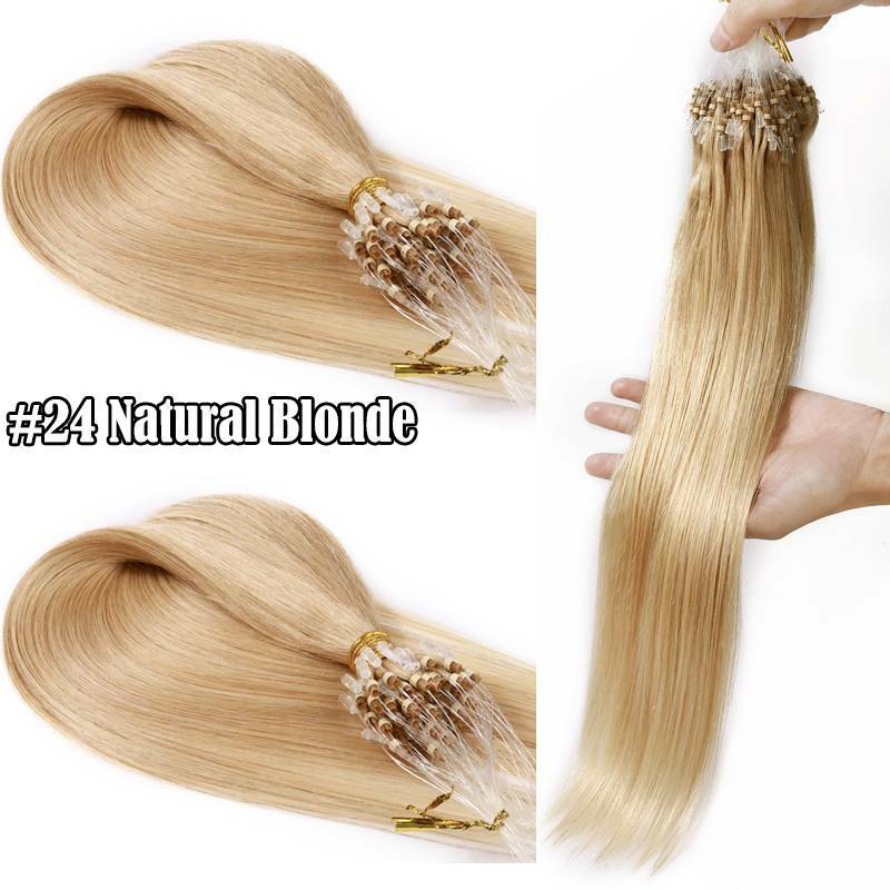 Human Hair Extensions Micro Loop Nano Beads Full Head - Multiple Colors & Lengths