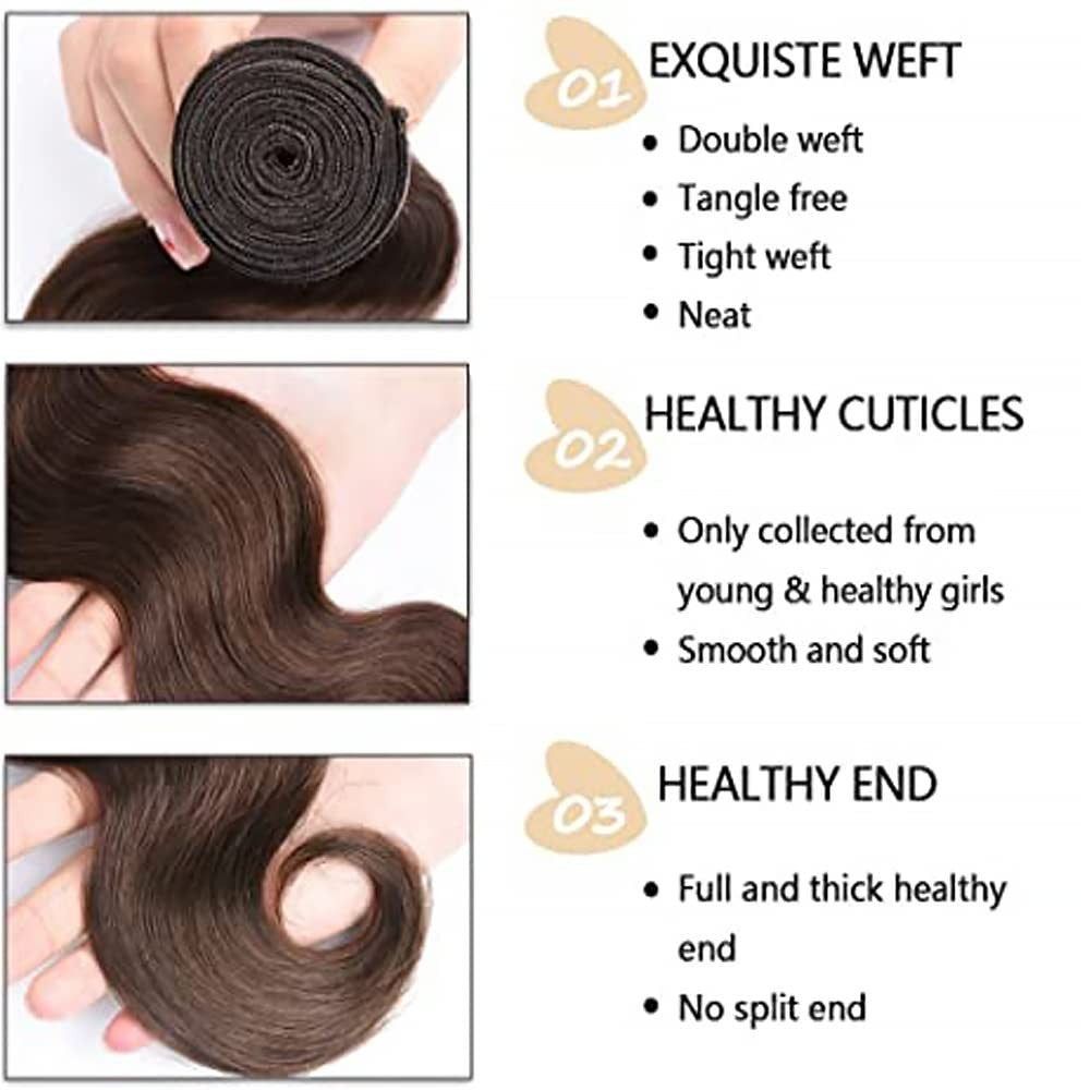 26 Inch Chocolate Brown Body Wave Peruvian Virgin Hair Bundles