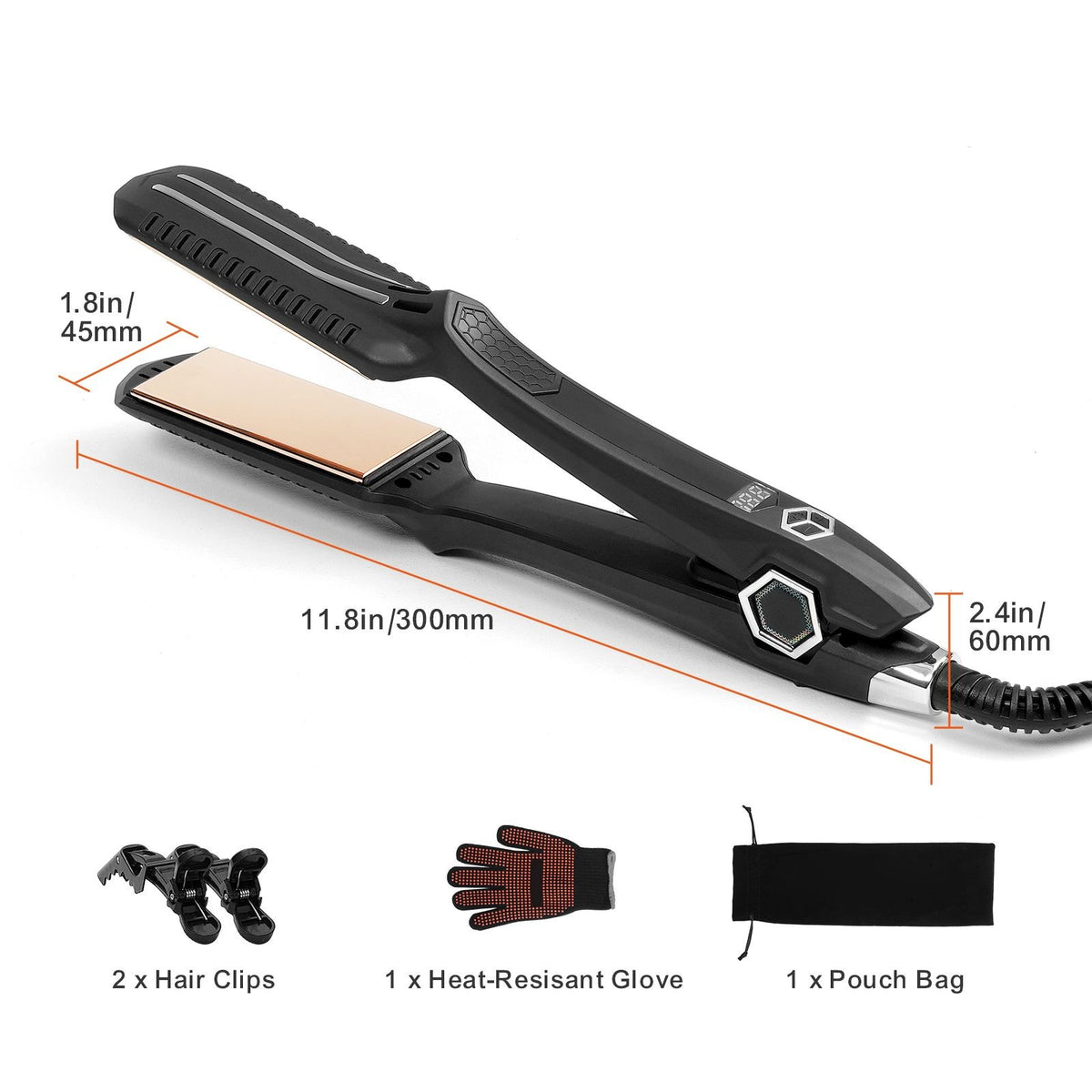 Titanium Flat Iron Hair Straightener 1.5 Inch Dual Infrared Professional Styling Tool