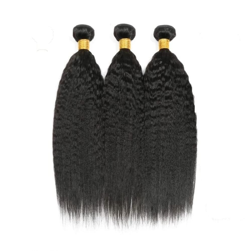 Brazilian Virgin Human Hair Bundles 26 28 30 Inch Yaki Wave Textures