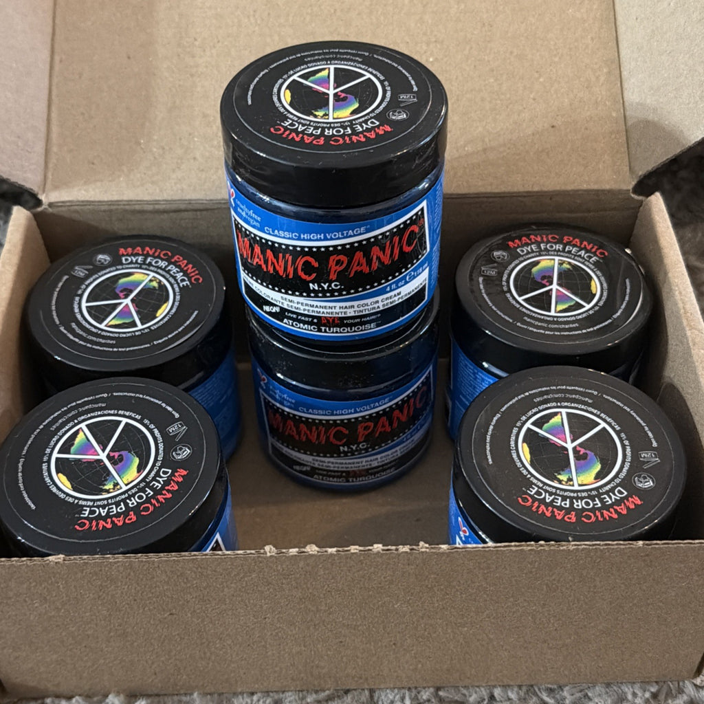 Manic Panic Atomic Turquoise Hair Color - Vegan Semi-Permanent Cream, 4oz, Pack of 6
