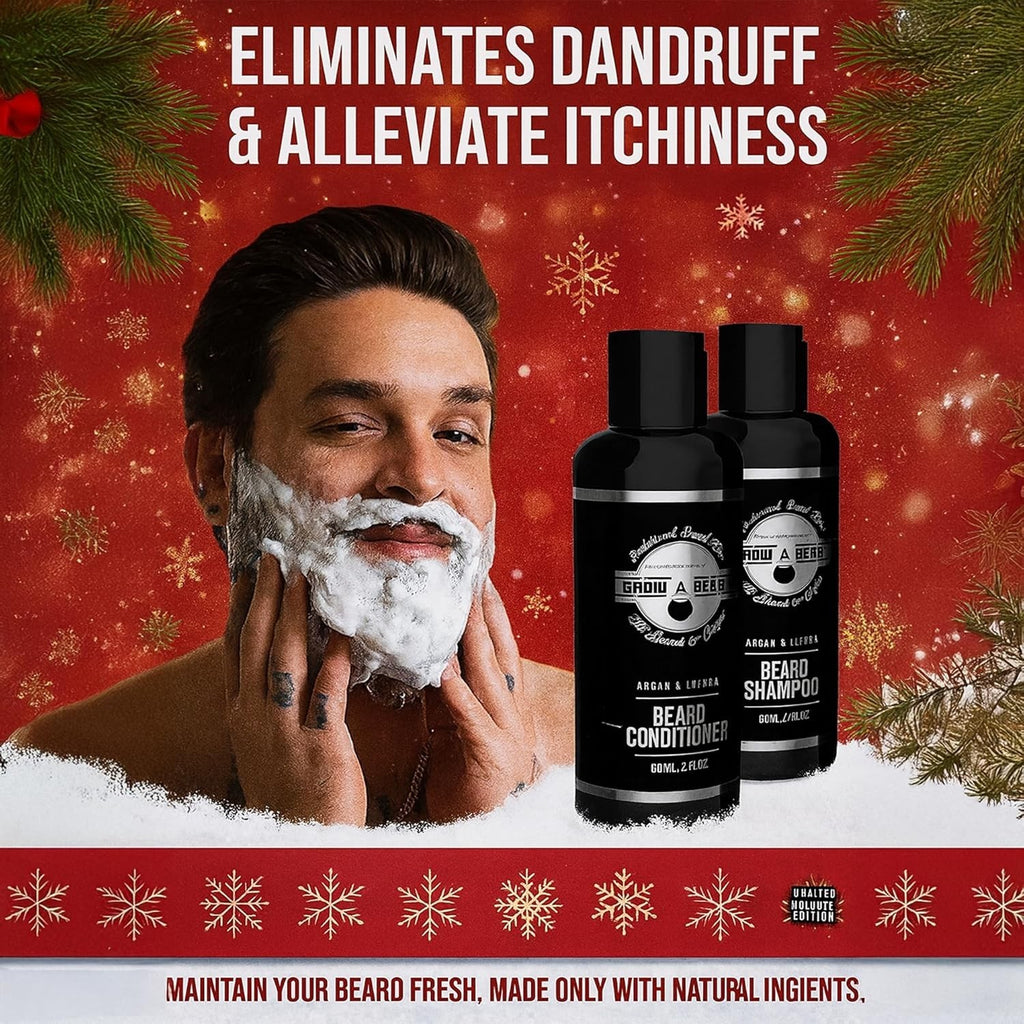 Men's Beard Care Set with Straightener, Nourishing Oil & Grooming Essentials