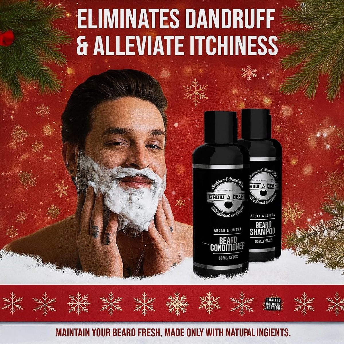 Men's Beard Care Set with Straightener, Nourishing Oil & Grooming Essentials