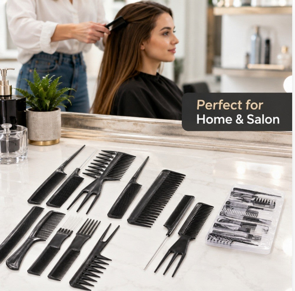 10 Pack Hair Styling Comb Set for Men Women Barber & Salon Use