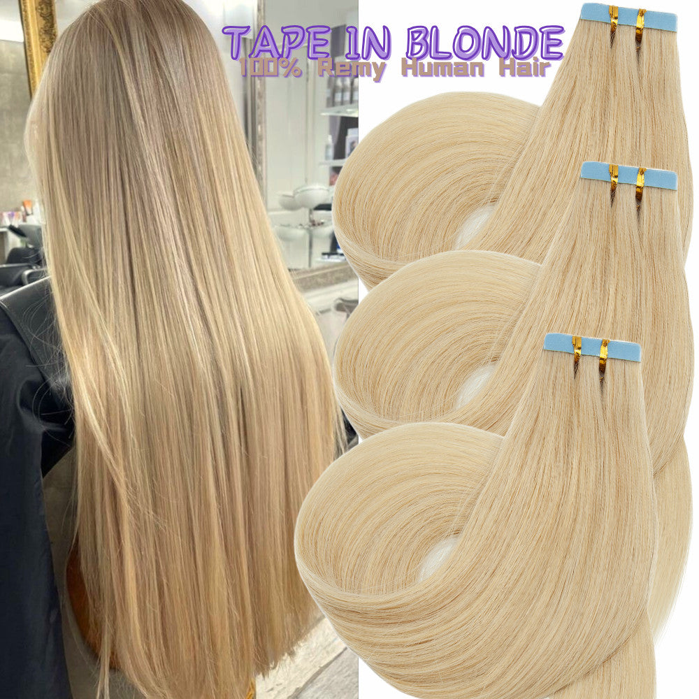 Russian Straight Tape-In Hair Extensions - Thick Remy Human Hair, 150g, All Colors & Lengths