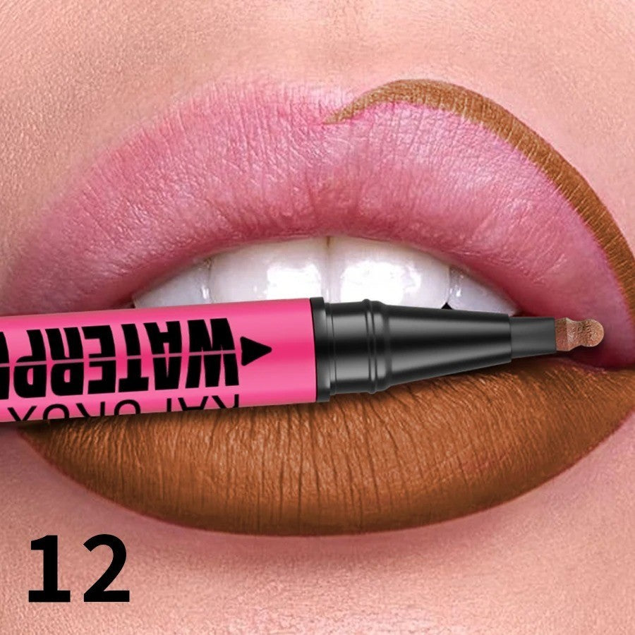 12 Color Liquid Matte Lip Liner Pencil Waterproof & Plumping Lip Makeup