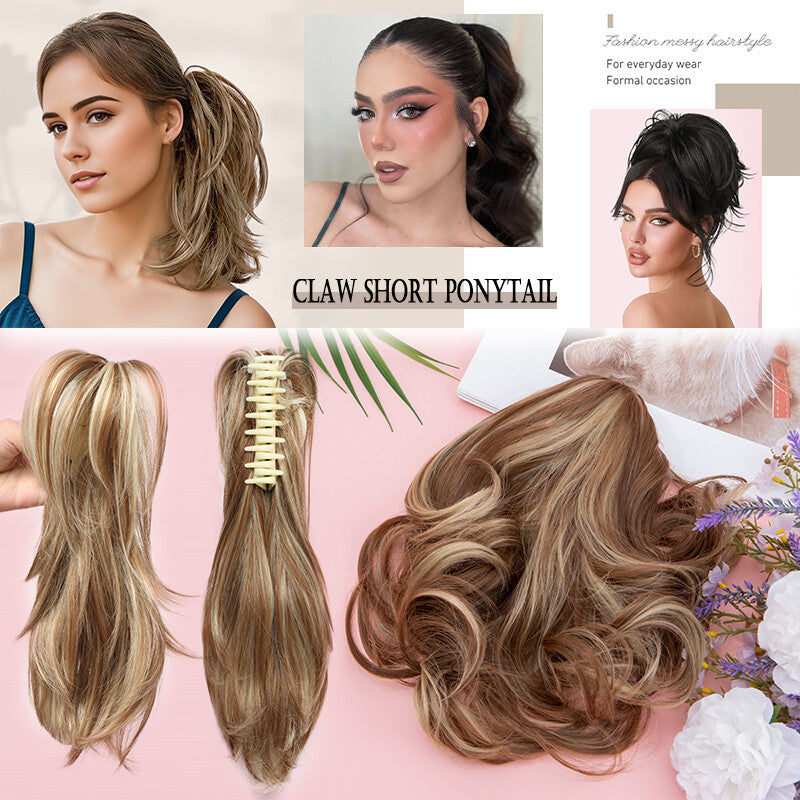 Short Claw Clip-In Ponytail Extension - Curly & Bendable 12 Inch Hair Accessory