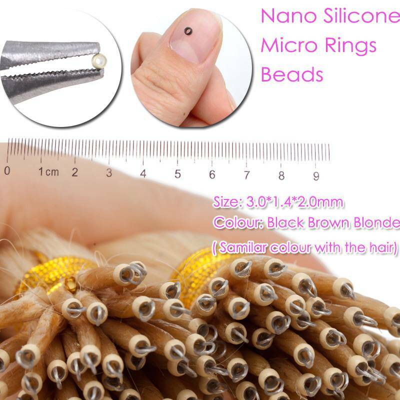 Nano Ring Hair Extensions Micro Loop Link Beads Remy Human Hair Thick 16-24 Inch