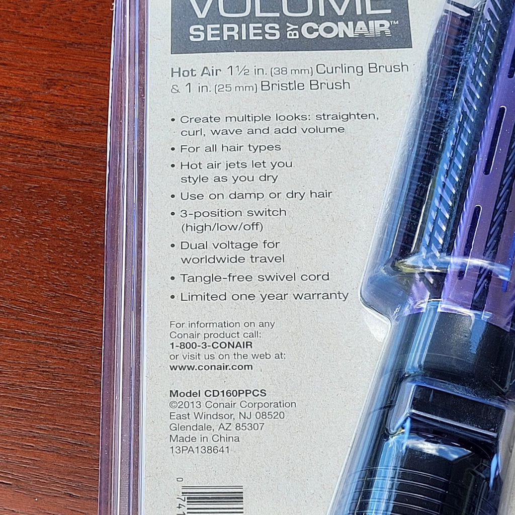 Conair 2-in-1 1.5-Inch Hot Air Brush & Curling Comb - Professional Hair Styling Tool