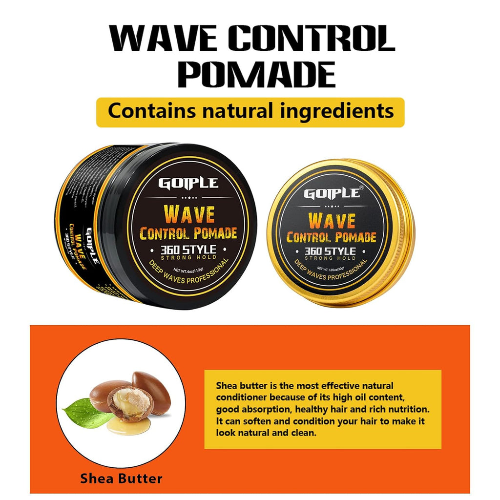 Men's Natural Wave Pomade for Strong Hold & Easy Wash - Hair Styling Cream