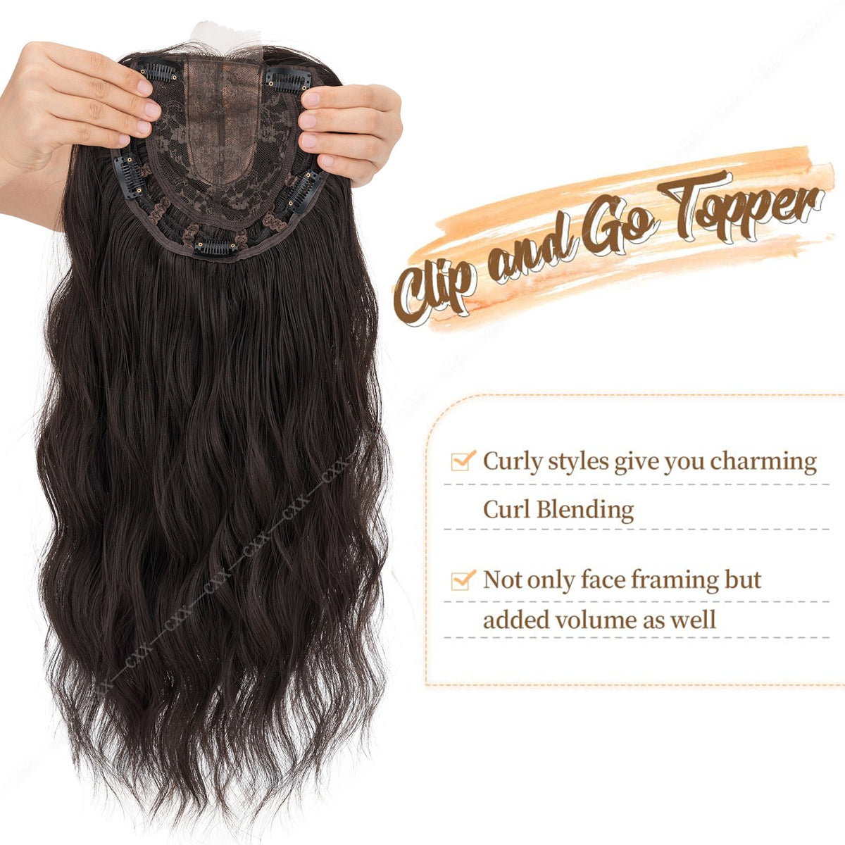 Women Clip-In Hairpiece Human Hair Toupee for Natural Look - 6.5x6.5in