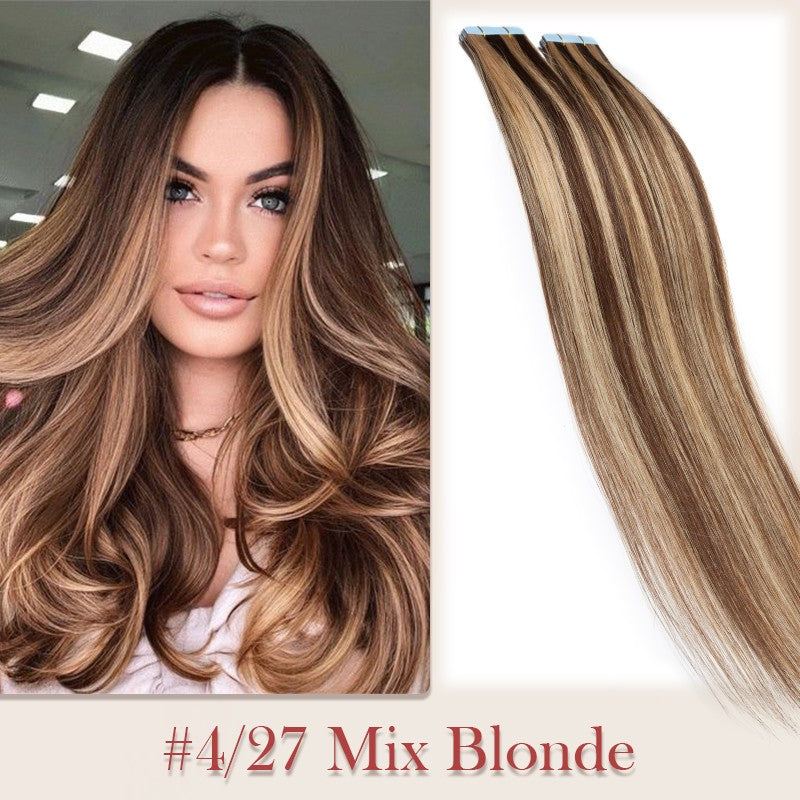 100g Invisible Tape-In Hair Extensions Remy Human Hair Full Head Thick