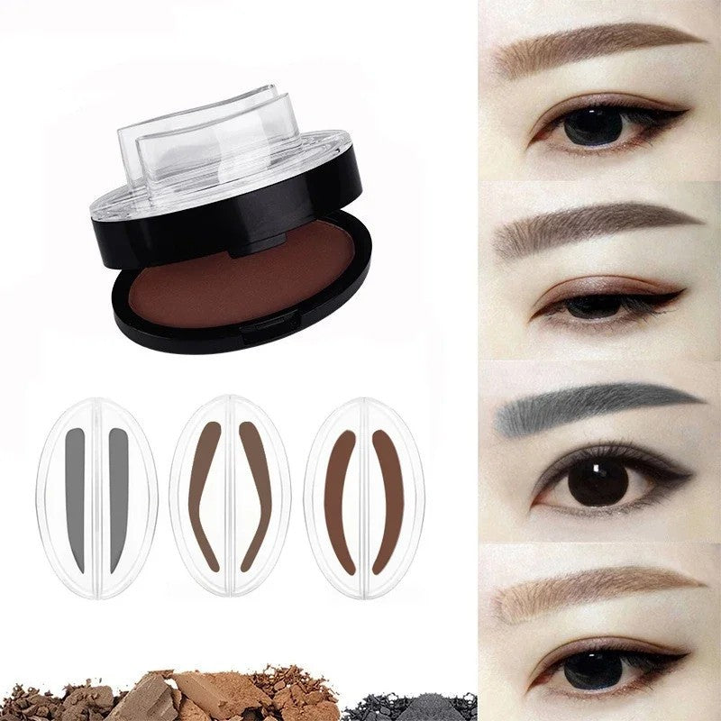Waterproof Eyebrow Stamp Kit with Powder & Dual Shapes for Natural & Defined Brows