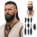6-Inch Viking Beard Braids for Men, 3 Pcs Clip-In Facial Hair Extensions
